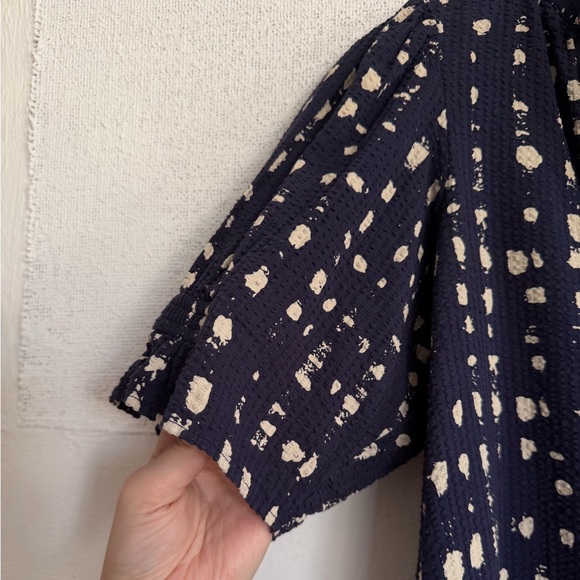 Apiece Apart Dark Blue and Cream Patterned Blouse - Picture 9 of 10